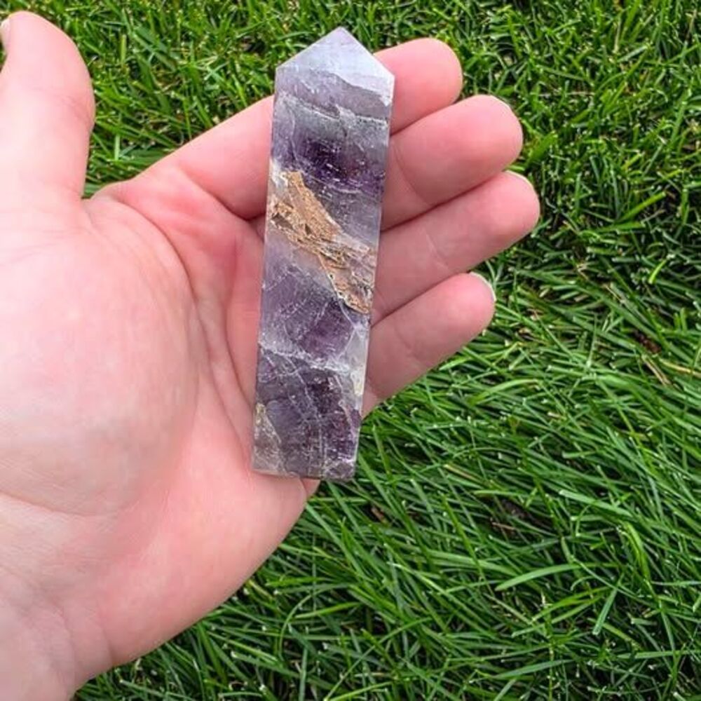 Purple Crystal Tower with Gold Veining